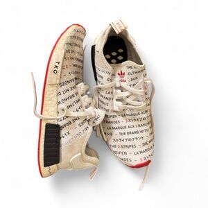 Adidas White and Red NMD TKO Sneakers